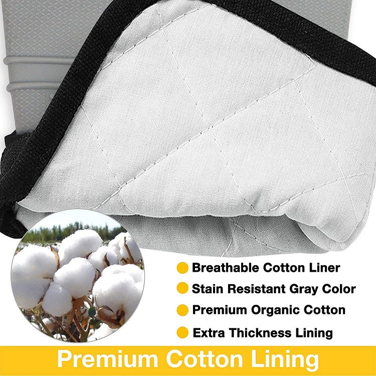 Grayish Set BPA-Free Non-Slip Silicone Oven Mitts - Heat Resistant Gloves with Honeycomb Pattern for Kitchen Safety