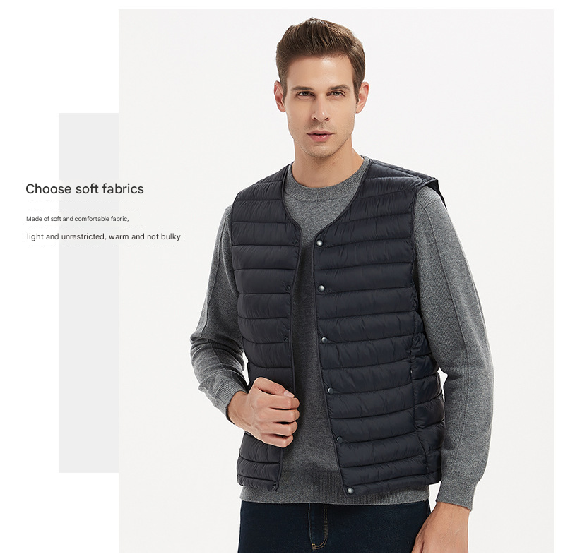 S Navy Blue Men's Lightweight Quilted Puffer Vest - Ideal Sleeveless Jacket for Winter Layering
