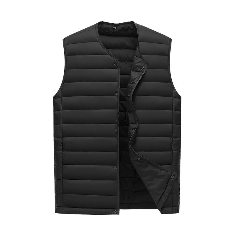 L Black Men's Lightweight Quilted Puffer Vest - Ideal Sleeveless Jacket for Winter Layering