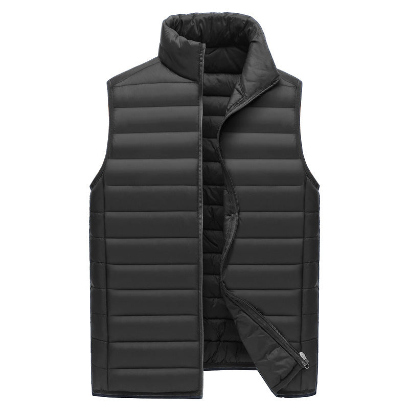 M Black Men's Lightweight Puffer Vest - Stand Collar Quilted Sleeveless Jacket for Winter