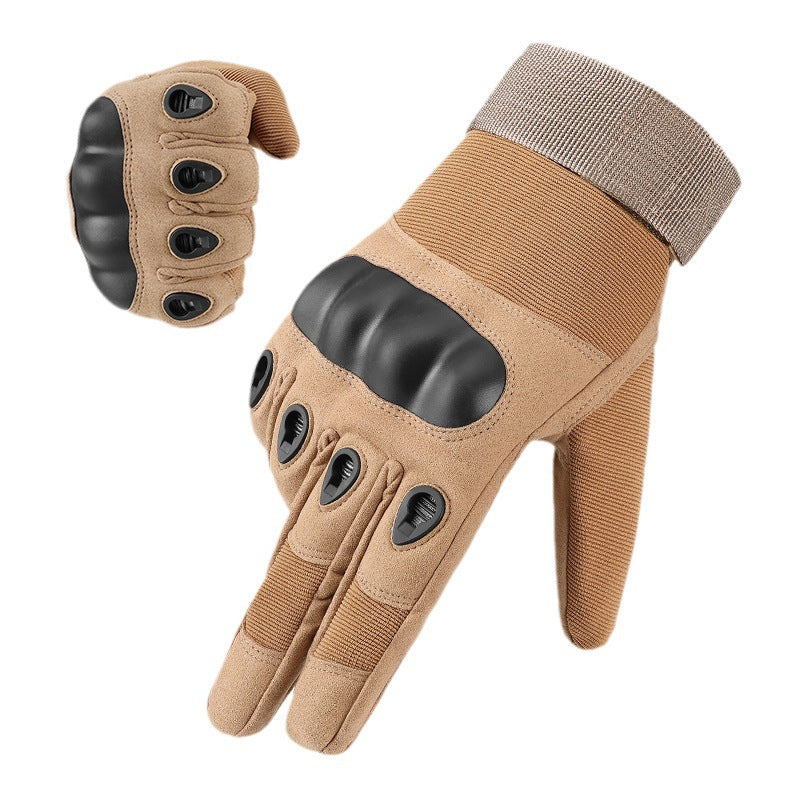 M Khaki Hard Knuckle Tactical Gloves - Full-Finger Protective Gear for Motorcycle, Cycling &amp; Outdoor Sports