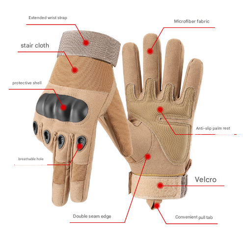 M Khaki Hard Knuckle Tactical Gloves - Full-Finger Protective Gear for Motorcycle, Cycling & Outdoor Sports