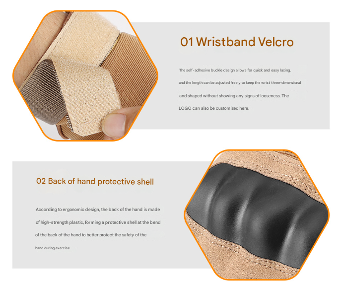 M Khaki Hard Knuckle Tactical Gloves - Full-Finger Protective Gear for Motorcycle, Cycling & Outdoor Sports