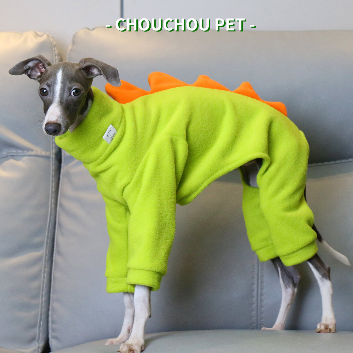S Adorable Dinosaur Fleece Dog Jumpsuit - Warm Winter Pajamas for Whippets &amp; Italian Greyhounds