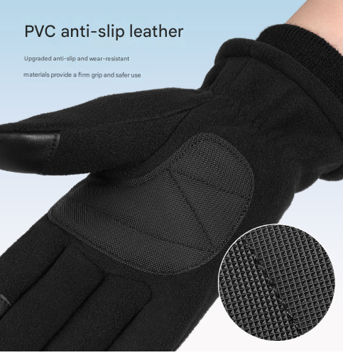 S Grey Winter Fleece Touchscreen Gloves - Warm & Water-Repellent for Cycling & Outdoor Sports