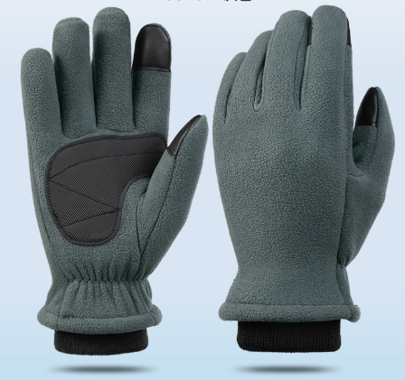M Grey Winter Fleece Touchscreen Gloves - Warm &amp; Water-Repellent for Cycling &amp; Outdoor Sports