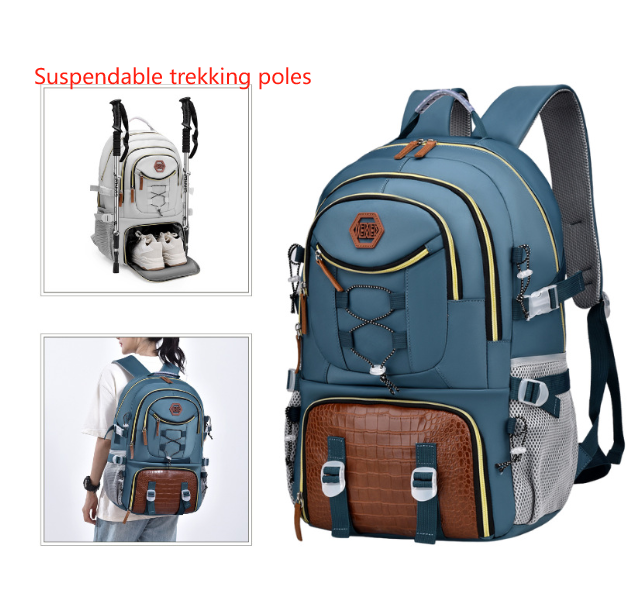 Green Stylish Large Capacity Backpack - Water-Resistant Oxford Rucksack for Travel, School &amp; Daily Use