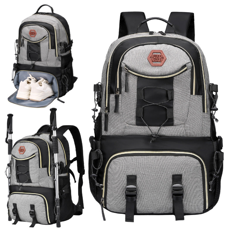 Dark Grey Stylish Large Capacity Backpack - Water-Resistant Oxford Rucksack for Travel, School &amp; Daily Use