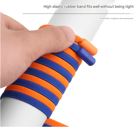 Orange No-Tie Elastic Shoelaces with Quick Lock System - Flat Tieless Laces for Kids and Adults