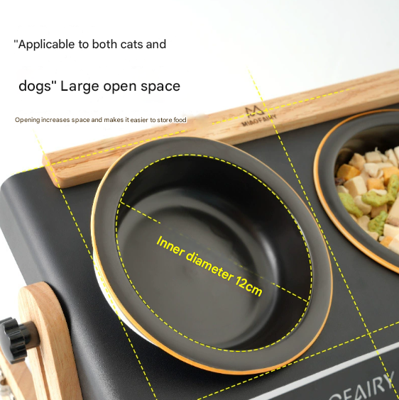Adjustable Raised Pet Feeder - Modern Wood & Metal Stand with Dual Bowls for Cats & Dogs