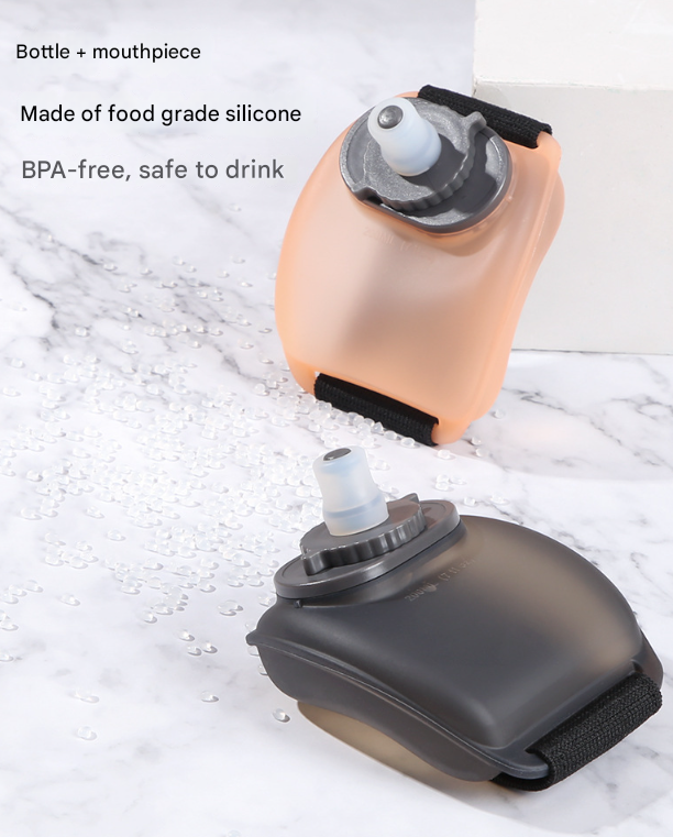 2-Pices Orange Ergonomic Wearable Hydration Flask - Hands-Free Wrist Water Bottle for Running & Sports