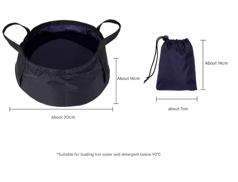 2PCS Blue 8.5L Portable Folding Water Basin - Collapsible Bucket with Carry Bag for Camping & Travel