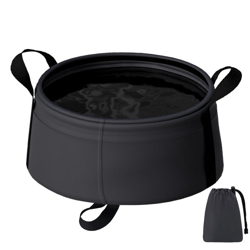 2PCS Black 8.5L Portable Folding Water Basin - Collapsible Bucket with Carry Bag for Camping &amp; Travel