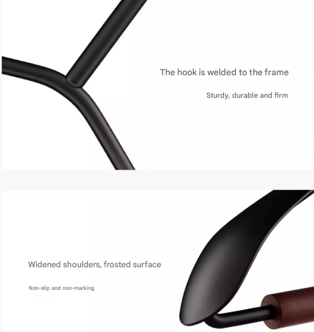 Premium Solid Wood Clothes Hangers Set of 6 - Wide Shoulder Non-Slip Suit Hangers