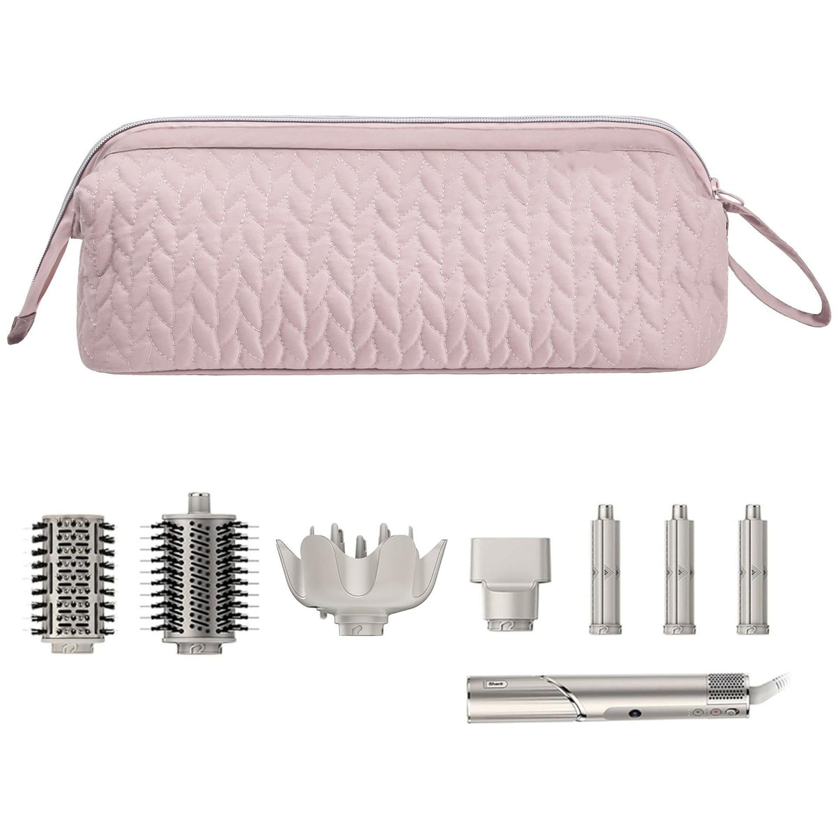 Pink Hair Styler Travel Case - Protective Storage Organizer Bag for Dryer, Curling Iron &amp; Accessories
