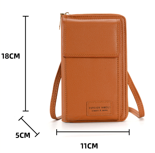 Brown Women's Crossbody Phone Bag Wallet Small PU Leather Shoulder Purse