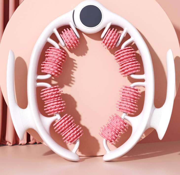 Pink Ergonomic U-Shape Leg Roller 360 Degree Massager for Muscle Relief Fitness Yoga