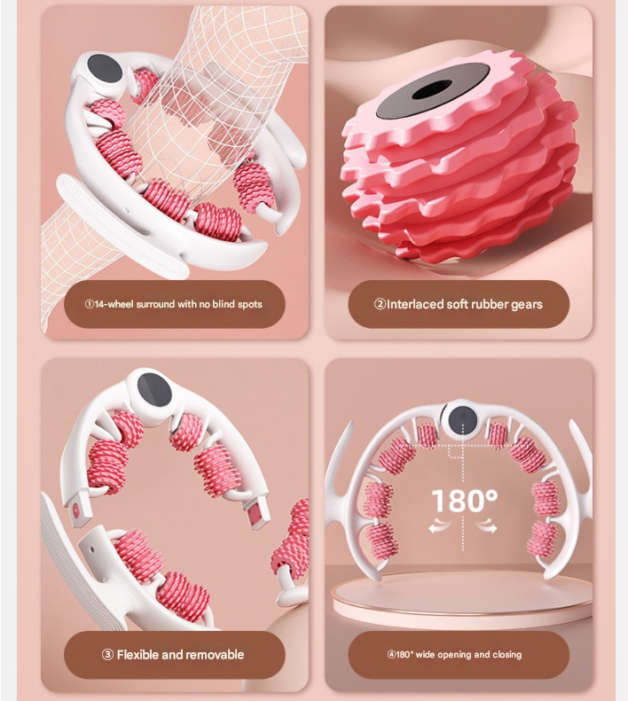 Pink Ergonomic U-Shape Leg Roller 360 Degree Massager for Muscle Relief Fitness Yoga