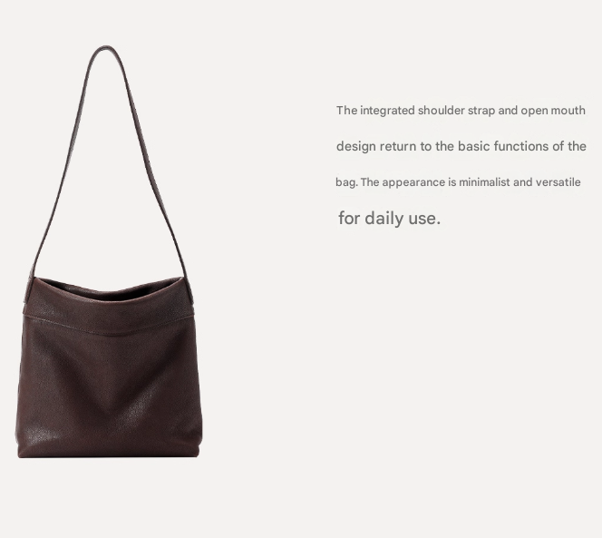 Light Brown Minimalist Vintage-Style PU Leather Shoulder Bag Casual Commuter Tote