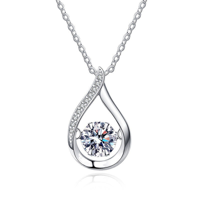 Dazzling Teardrop Dancing Moissanite Necklace S925 Sterling Silver Pendant