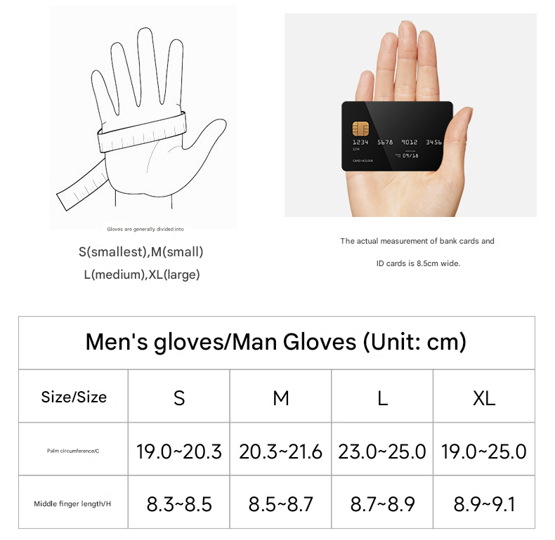 L Black Premium Men's Genuine Sheepskin Leather Driving & Cycling Gloves