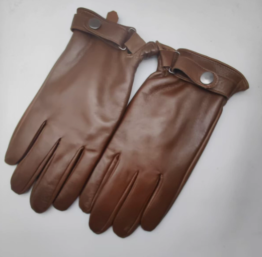 XL Brown Premium Men's Genuine Sheepskin Leather Driving & Cycling Gloves