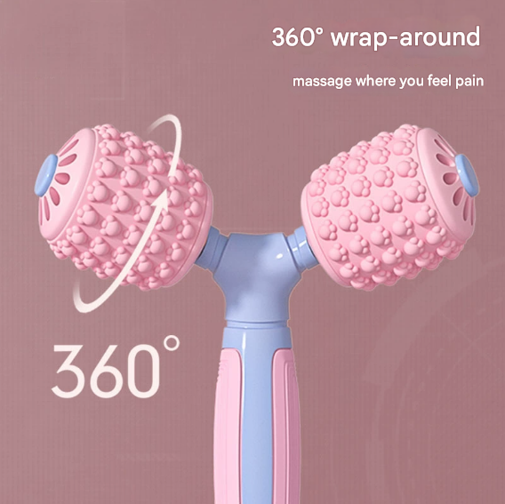 Y-Shaped Dual Roller Massager for Deep Tissue Muscle Relief - Handheld Fascia Tool for Legs & Body
