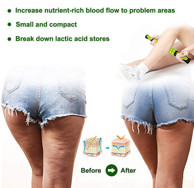 Green Deep Tissue Massage Roller Stick for Muscle Soreness & Recovery - Portable Fascia Release Tool