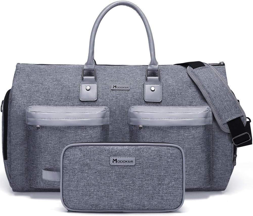 Grey 45L Garment Duffel Bag - Men's Travel Suit Bag - Carry On Weekender