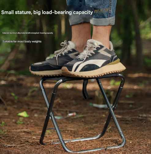 Small Grey Ultralight Portable Folding Camping Stool - Compact Aluminum Chair for Hiking, Fishing & Outdoor Events