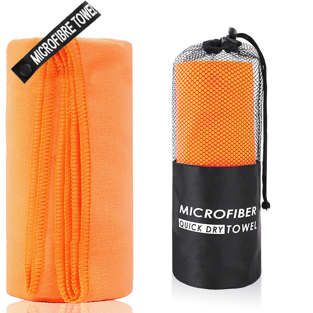 2-Piece Orange Quick-Dry Microfiber Sports Towel with Travel Case - Compact &amp; Absorbent for Gym, Swimming &amp; Camping