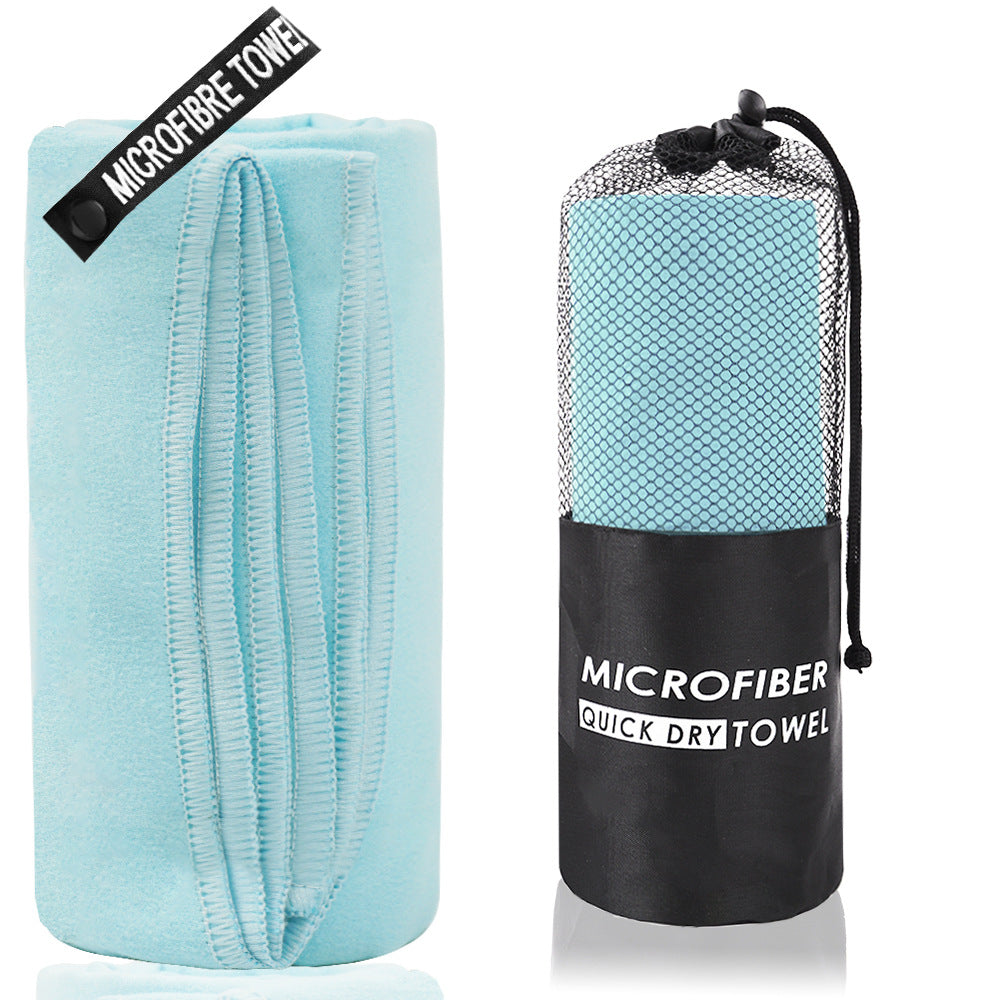 2-Piece Light Blue Quick-Dry Microfiber Sports Towel with Travel Case - Compact &amp; Absorbent for Gym, Swimming &amp; Camping