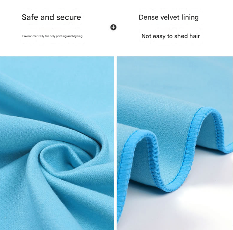 2-Piece Light Blue Quick-Dry Microfiber Sports Towel with Travel Case - Compact & Absorbent for Gym, Swimming & Camping