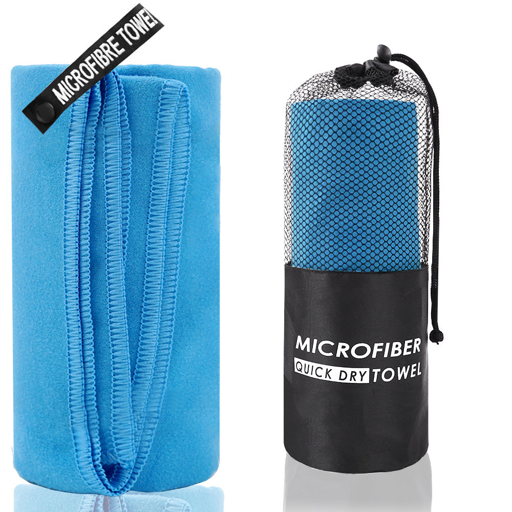2-Piece Blue Quick-Dry Microfiber Sports Towel with Travel Case - Compact &amp; Absorbent for Gym, Swimming &amp; Camping