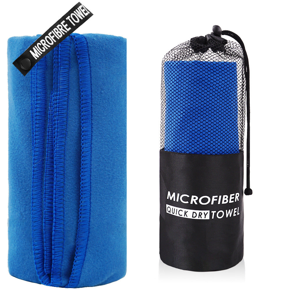 2-Piece Dark Blue Quick-Dry Microfiber Sports Towel with Travel Case - Compact &amp; Absorbent for Gym, Swimming &amp; Camping