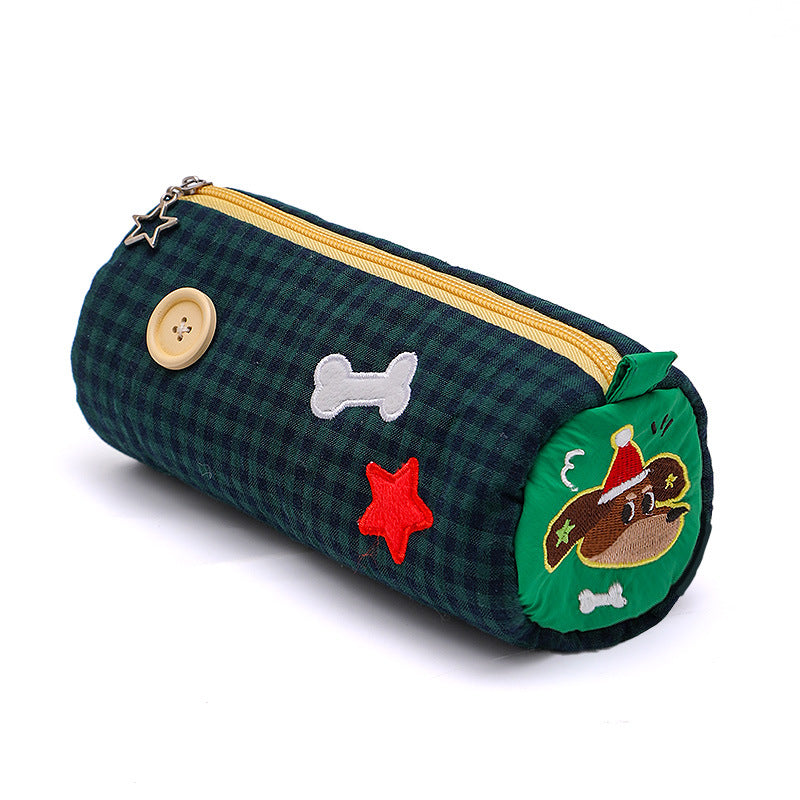 Green Vibrant Color Block Pencil Case - Large Capacity Stationery Organizer for School &amp; Office