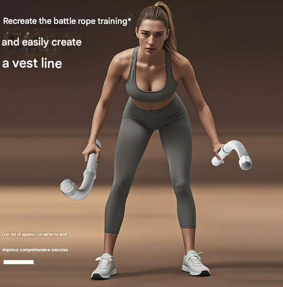 Pink Heavy Cordless Battle Rope - Portable Weighted Fitness Rope for Home Gym Strength & Cardio Training