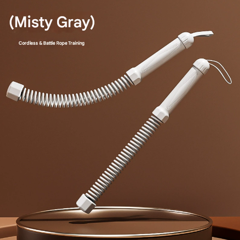 Grey Heavy Cordless Battle Rope - Portable Weighted Fitness Rope for Home Gym Strength & Cardio Training