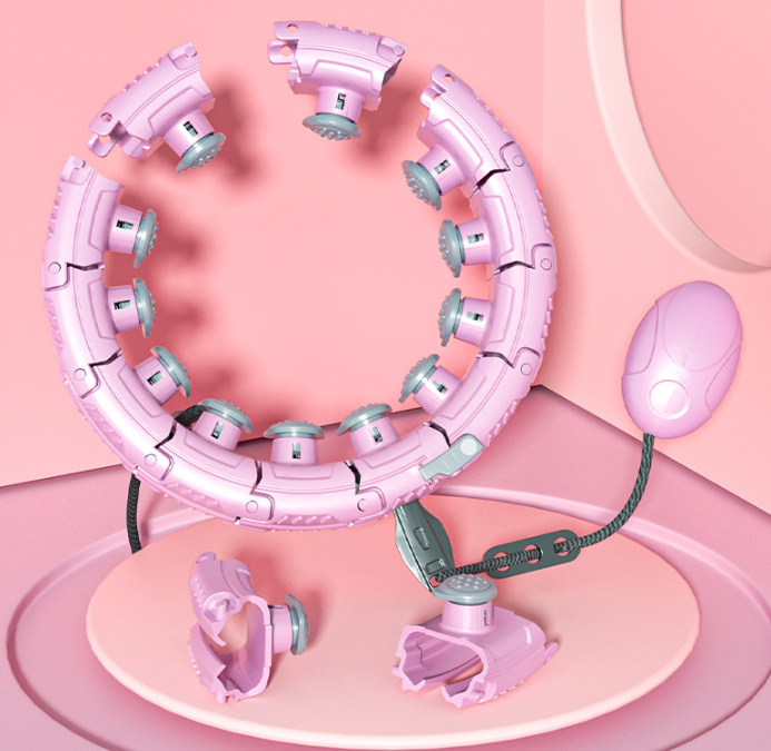 White 21 Sections Adjustable Smart Hula Hoop with Weighted Ball - Never-Fall Fitness Ring with Massage Nodes for Core Training