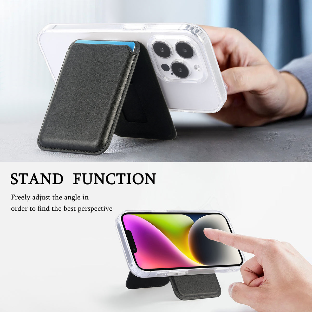 Pink Slim Magnetic Card Holder Wallet with Adjustable Kickstand - MagSafe Compatible