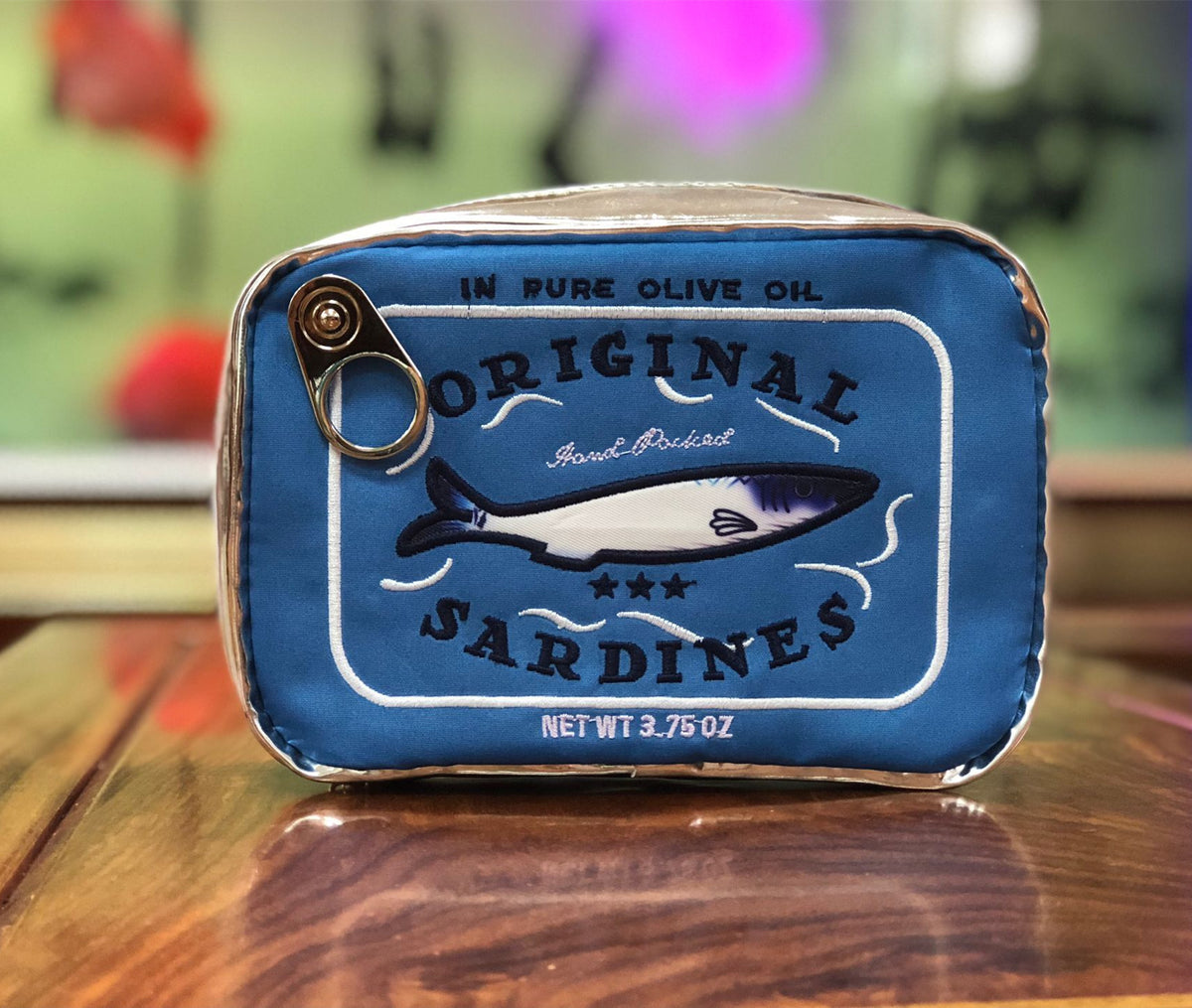 Blue Quirky Sardine Tin Novelty Clutch - Fun PU Leather Makeup &amp; Accessory Pouch
