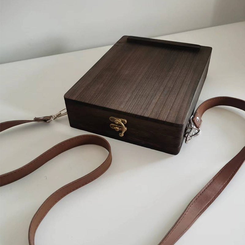 Vintage Writer's Wooden Messenger Box - Artisan Crossbody Satchel for Artists and Creatives