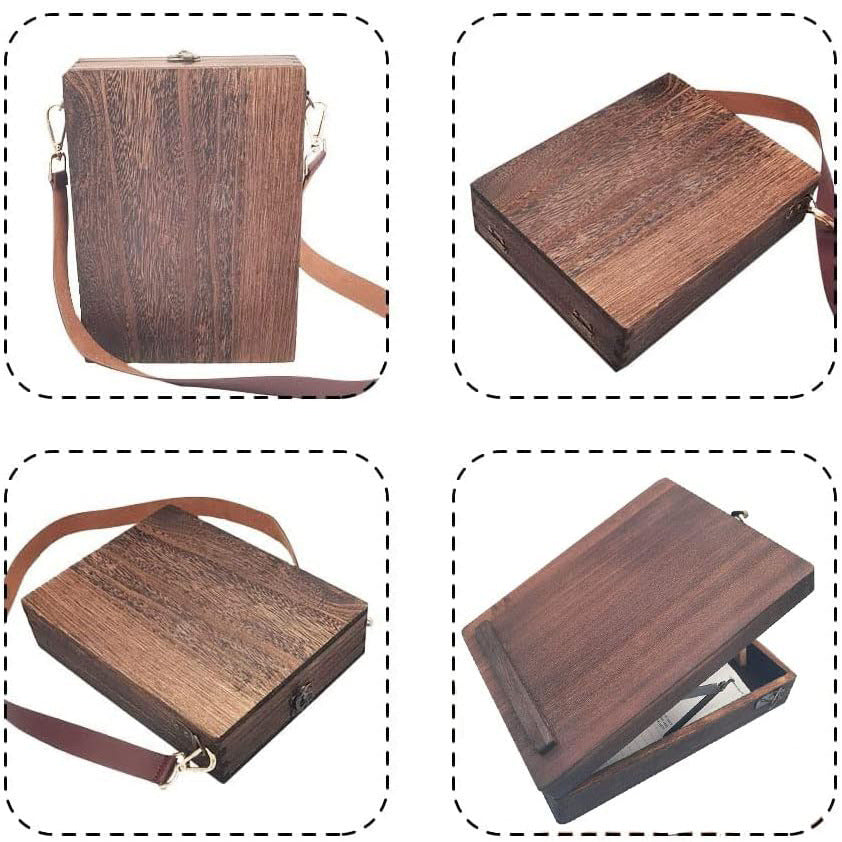 Vintage Writer's Wooden Messenger Box - Artisan Crossbody Satchel for Artists and Creatives