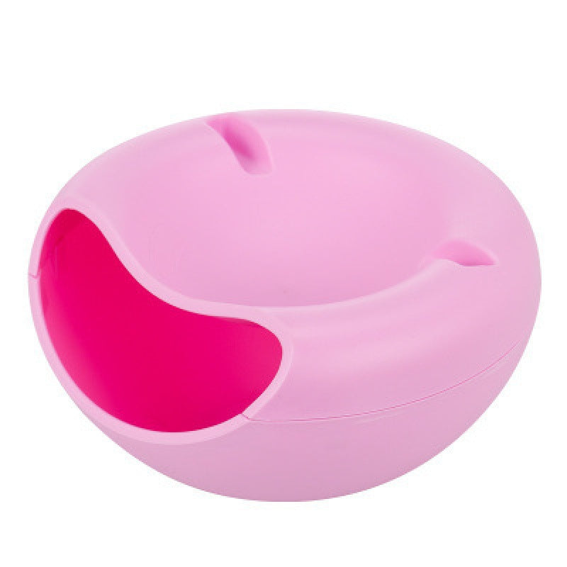 Pink Creative Lazy Snack Bowl with Phone Holder - Dual-Layer Dish for Nuts &amp; Seeds