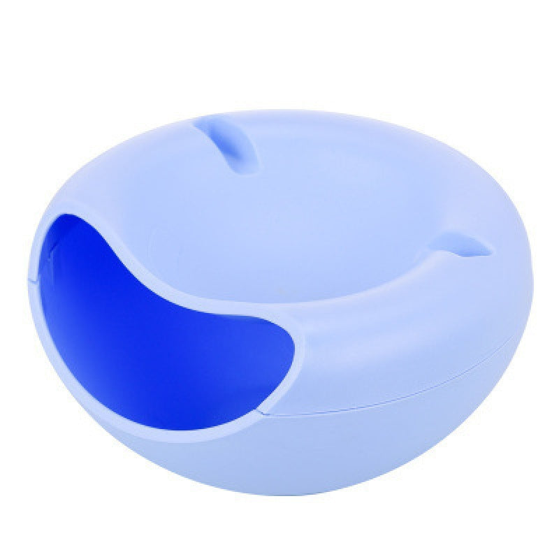 Blue Creative Lazy Snack Bowl with Phone Holder - Dual-Layer Dish for Nuts & Seeds