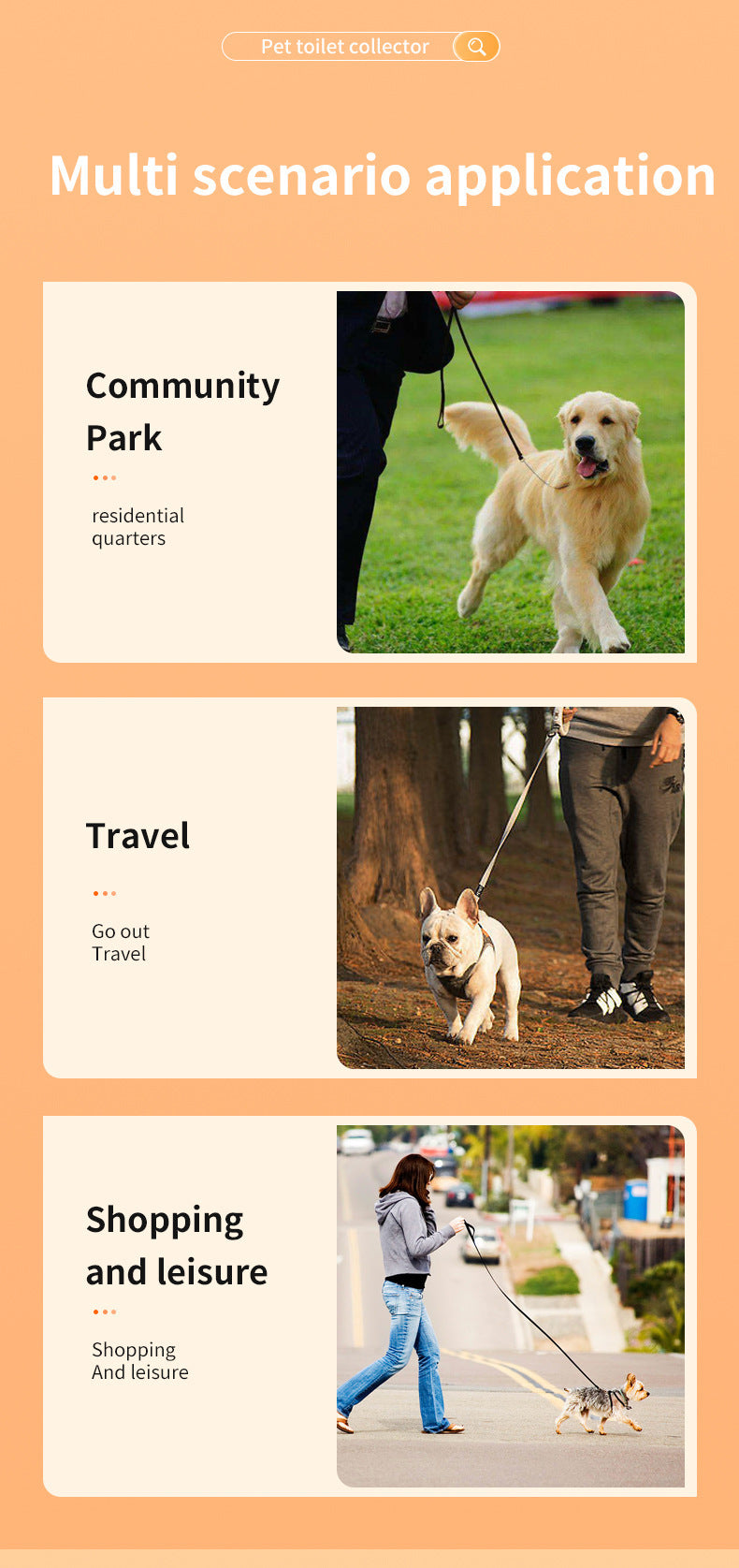 Orange and grey Hygienic Portable Dog Pooper Scooper with Integrated Bag Dispenser - Effortless Pet Waste Cleanup