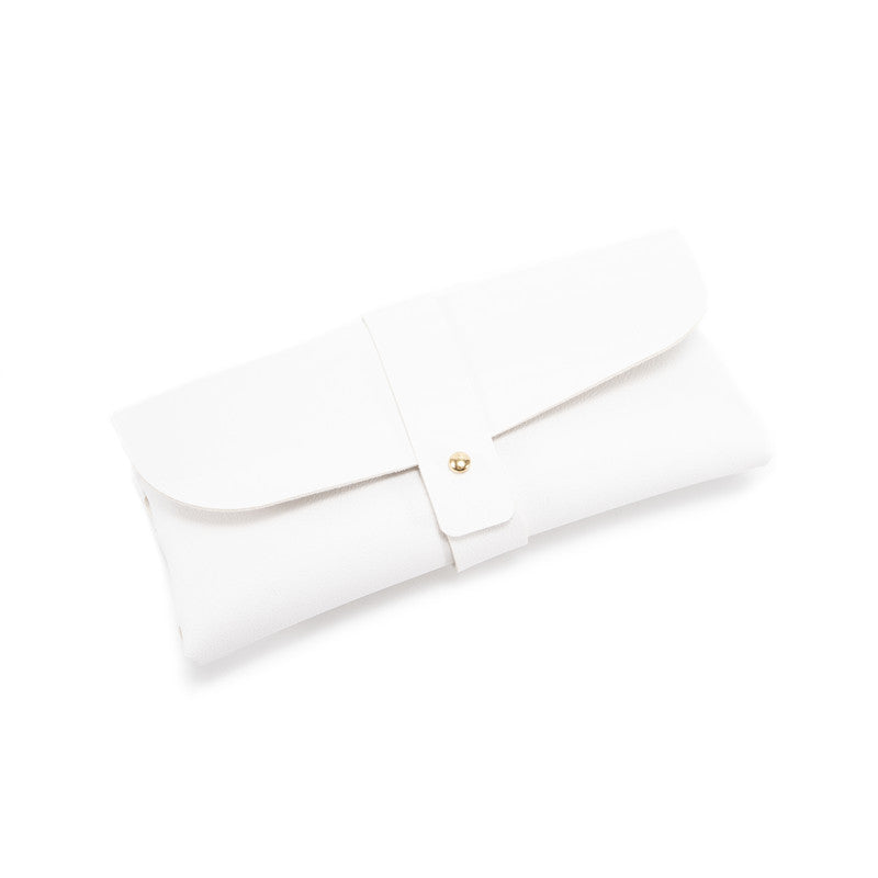 White Chic & Sleek PU Leather Soft Eyeglass Case - Protective Pouch for Sunglasses & Reading Glasses
