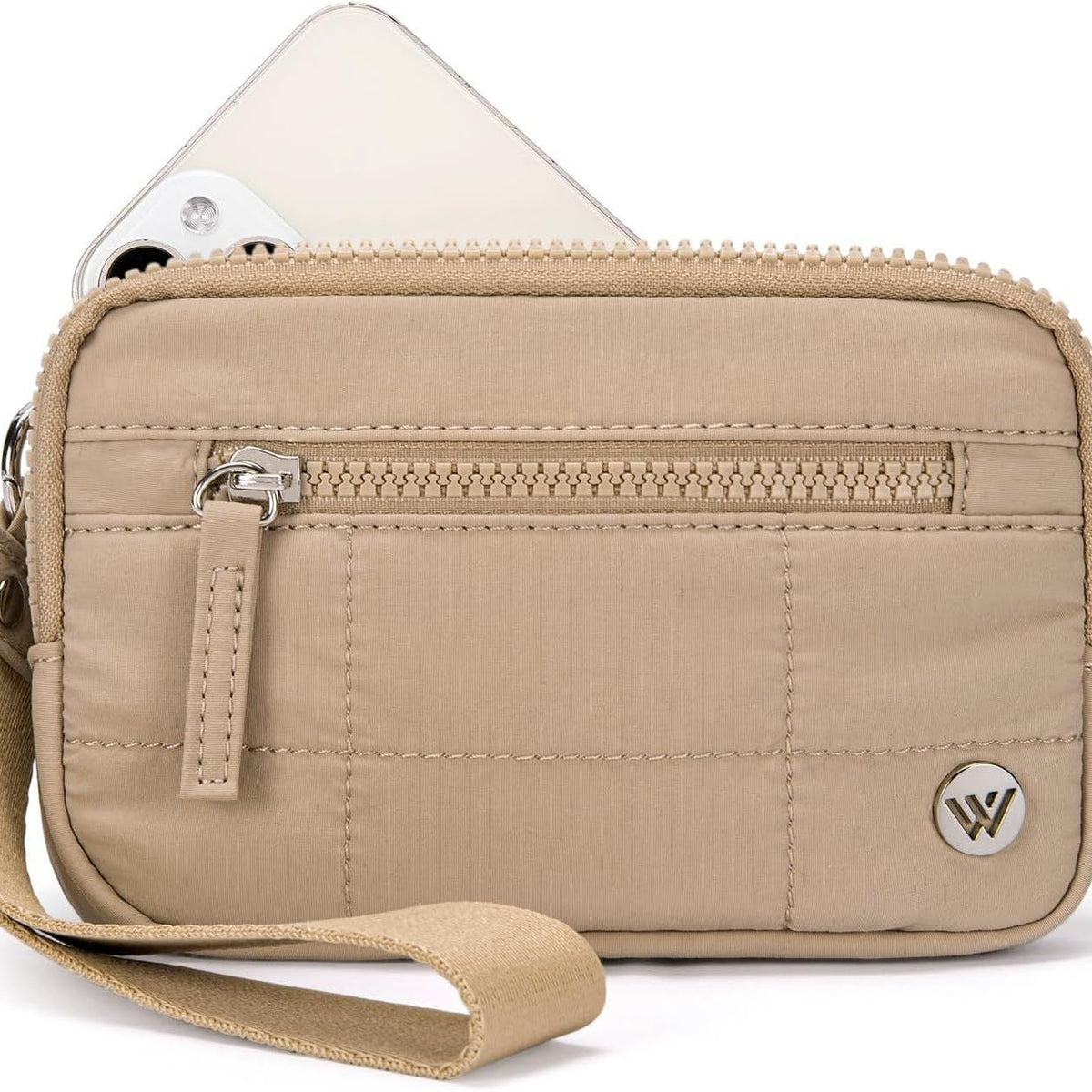 Khaki Elegant WESTBRONCO Quilted Phone Bag Wallet