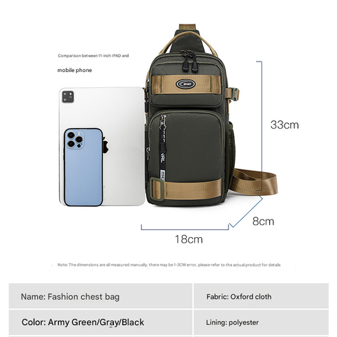 Army Green Stylish Multi-Functional Men's Chest Bag - Lightweight Crossbody Sling Pack