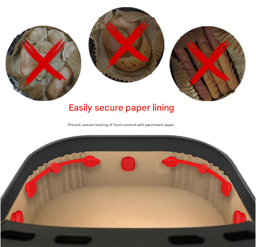 4piece Red small flower Magnetic Silicone Clips - Food-Grade High-Temperature Air Fryer Paper Liner Holders